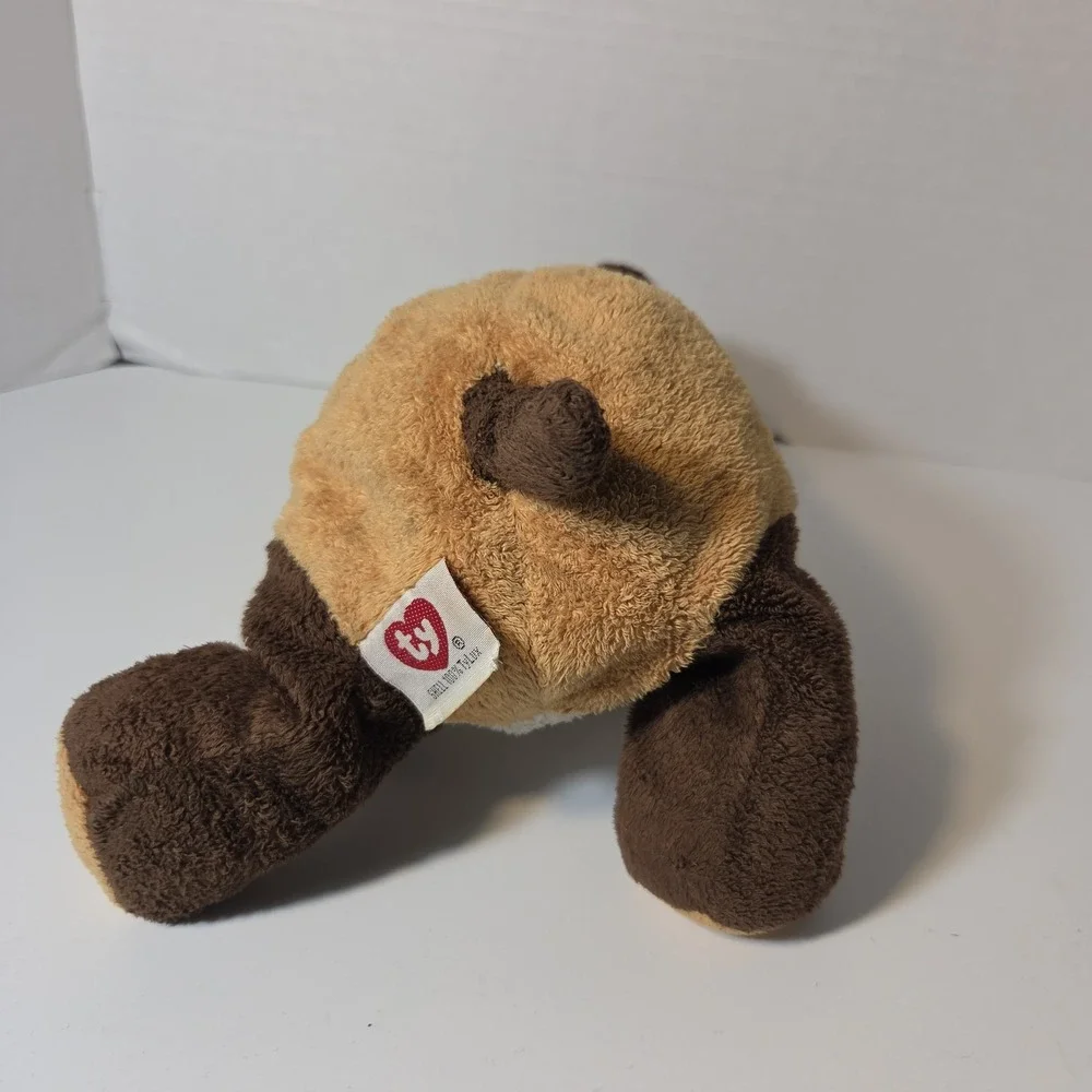 Ty Pluffies WHIFFER The DOG Plush Baby Lovey Stuffed Toy 2002 Brown Tan White